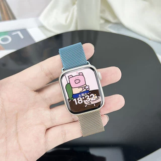 มิลานสายนาฬิกาแม่เหล็กสำหรับ i-watch S11 10 9 8 7 6 5 โลหะไล่โทนสีสายนาฬิกา 38/40/41/42/44/45/46/49 MM มิลานสไตล์
