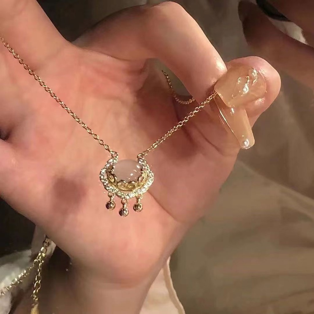 [มีในสต็อก] สร้อยคอโชคดี Chalcedony สไตล์จีนใหม่