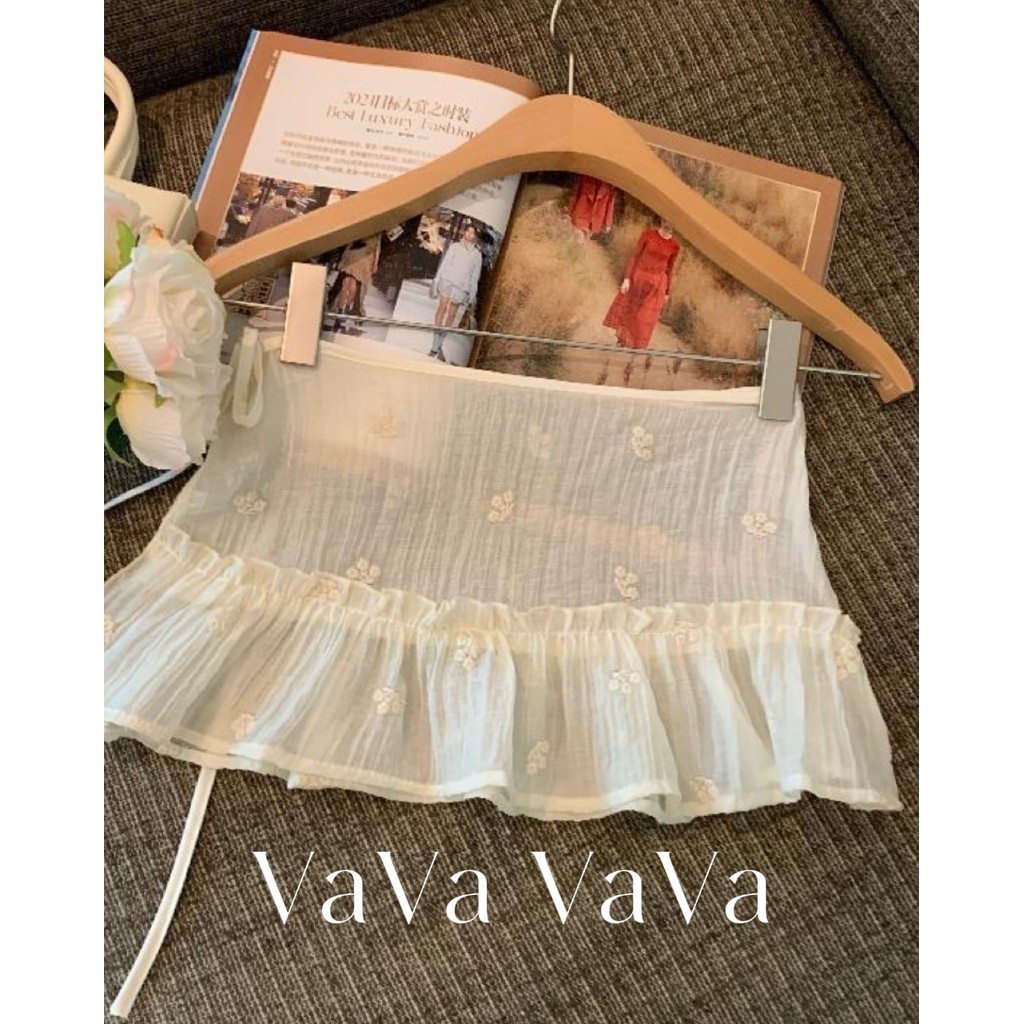 VaVa【ในสต็อก】2026 ใหม่สไตล์เกาหลีอเนกประสงค์สไตล์เฉพาะ ins หวานชั้นลูกไม้กระโปรงม่านก้น