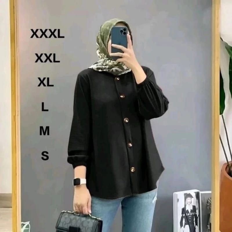 KEMEJA เสื้อเชิ้ตแขนยาวผู้หญิง/เสื้อเชิ้ตธรรมดาทําจากวัสดุ Crinkle Air Flow [BEVITA]