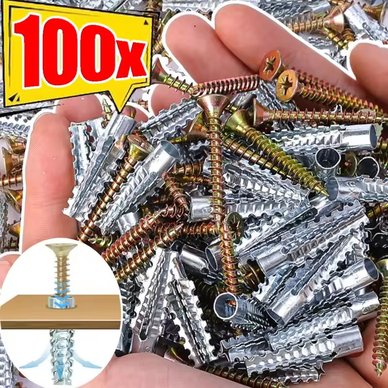 10/30/50/100 ชุดโลหะหยักขยายหลอด/สกรูแตะตัวเองปลั๊กเจาะท่อ/คอนกรีต Wall Anchors Fasteners Bolt ชุด