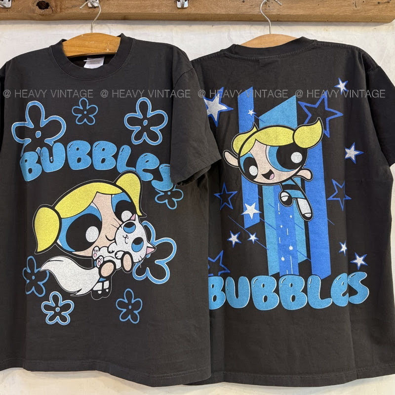 POWER PUFF GIRLS BUBBLES tag HANES ตะเข็บคู่ เสื้อวินเทจ เสื้อการ์ตูน heavy vintage shirt
