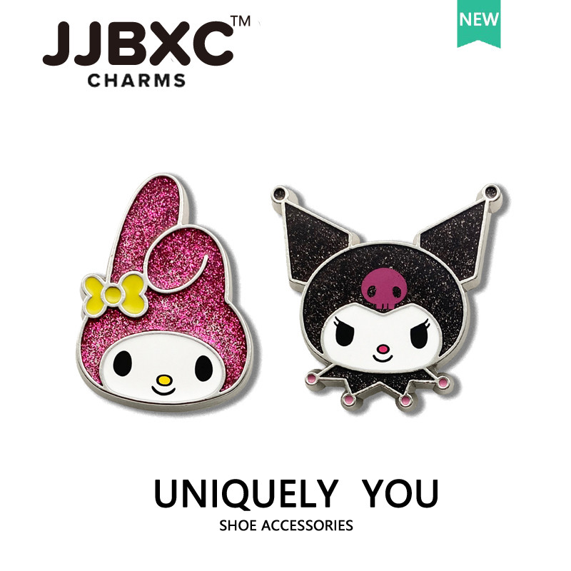 อุปกรณ์เสริม DIY JJBXC CHARM สำหรับรองเท้าหัวเข็มขัด สไตล์ Kuromi เพิ่มความเก๋ให้รองเท้าแฟชั่น