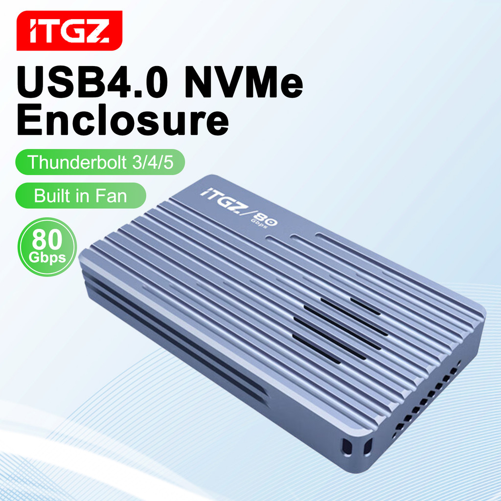 ITGZ 80Gbps Thunderbolt 5 M.2 NVMe SSD Enclosure พร้อมพัดลม Cooling JHL9480 ชิปสําหรับ Thunderbolt 5