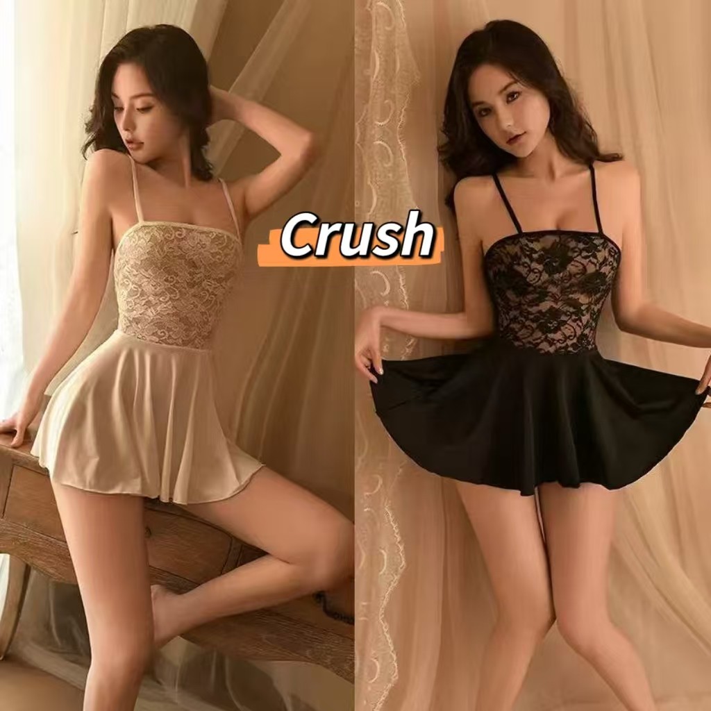 Crush💘ชุดนอนไม่ได้นอน เดรสซีทรูลายลูกไม้ ผ้าตาข่ายเซ็กซี่ สายสะพายไหล่ปรับได้ มีให้เลือก 2 สี🛒พร้อมส่งจากไทย (ฺSY-8866)