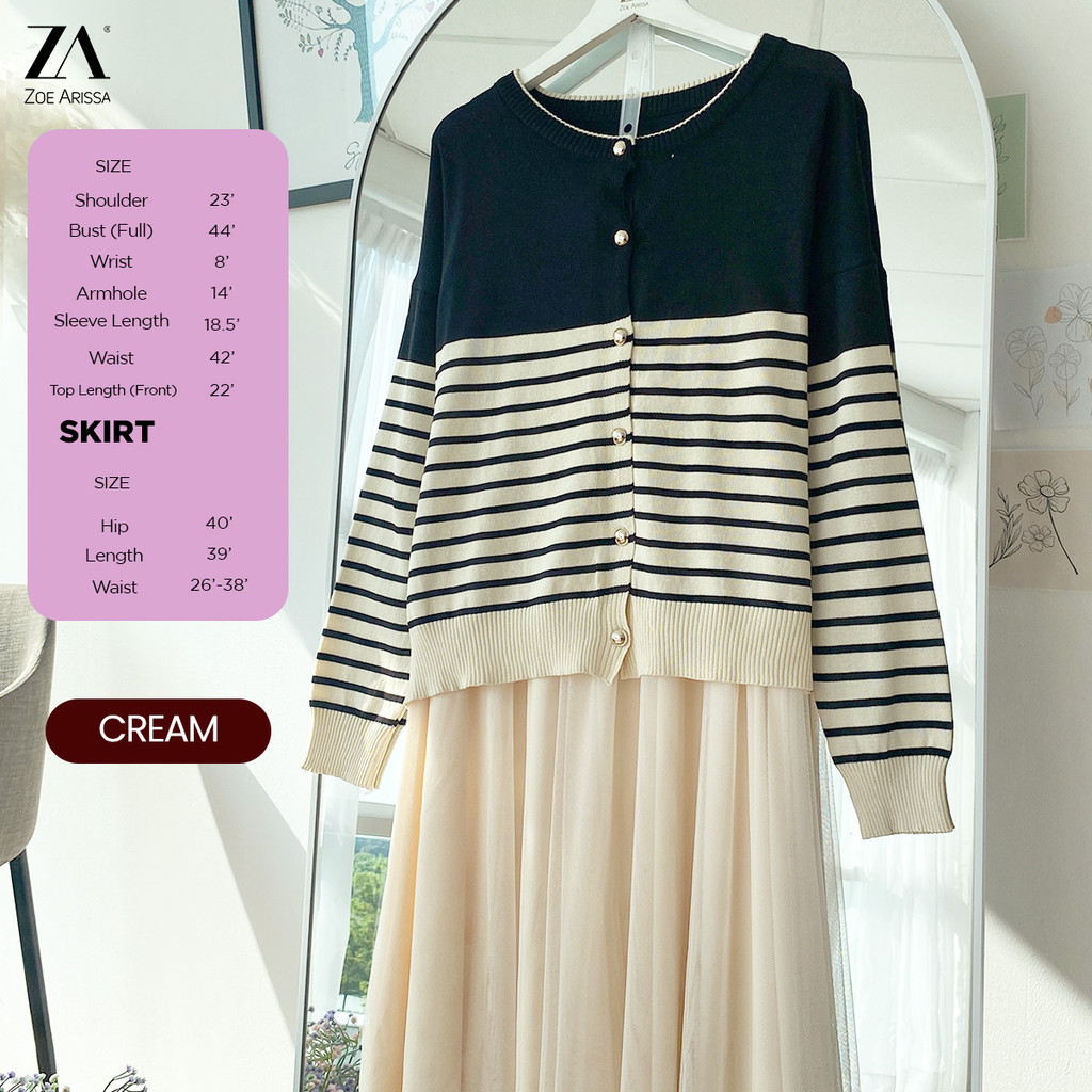 ZOE ARISSA KNITTED BLOUSE CARDIGAN SKIRT ชุด Mariah Caroline CARDIGAN KNITWEAR SET BLOUSE ผู้หญิงชุด