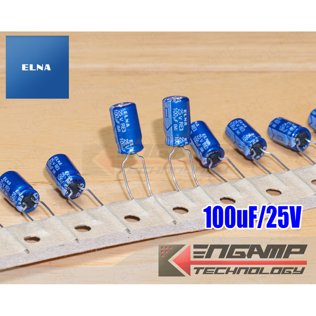 (10ตัว) [E-CAP] 100uF/25V ELNA RE3 85C 6.5x11.5mm P=5