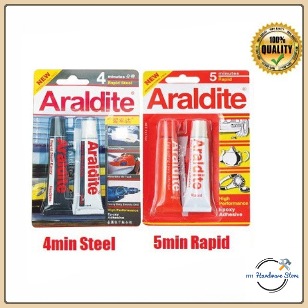 ARALDITE EPOXY ADHESIVES- RAPID STEEL 4 MIN / RAPID 5 MIN / [ 2 x15ML ]