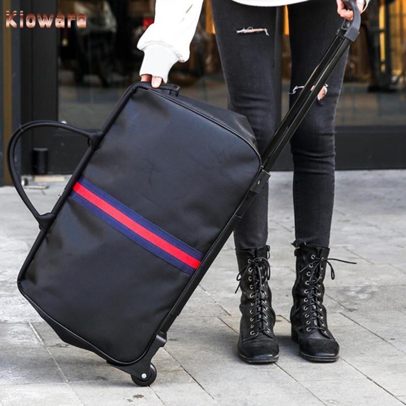 Kloware Travel Duffel Bag 2 ล้อพร้อมสายจับ Duffel Tote กระเป๋าเดินทาง Tote