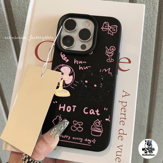 เข้ากันได้สำหรับ เคสไอโฟน11 เคส iphone 16 Pro Max 7Plus XR 12 13 14 15 เนื้อหนัง TPU Case แบบด้าน ลูกแมวน่ารักกับโบว์
