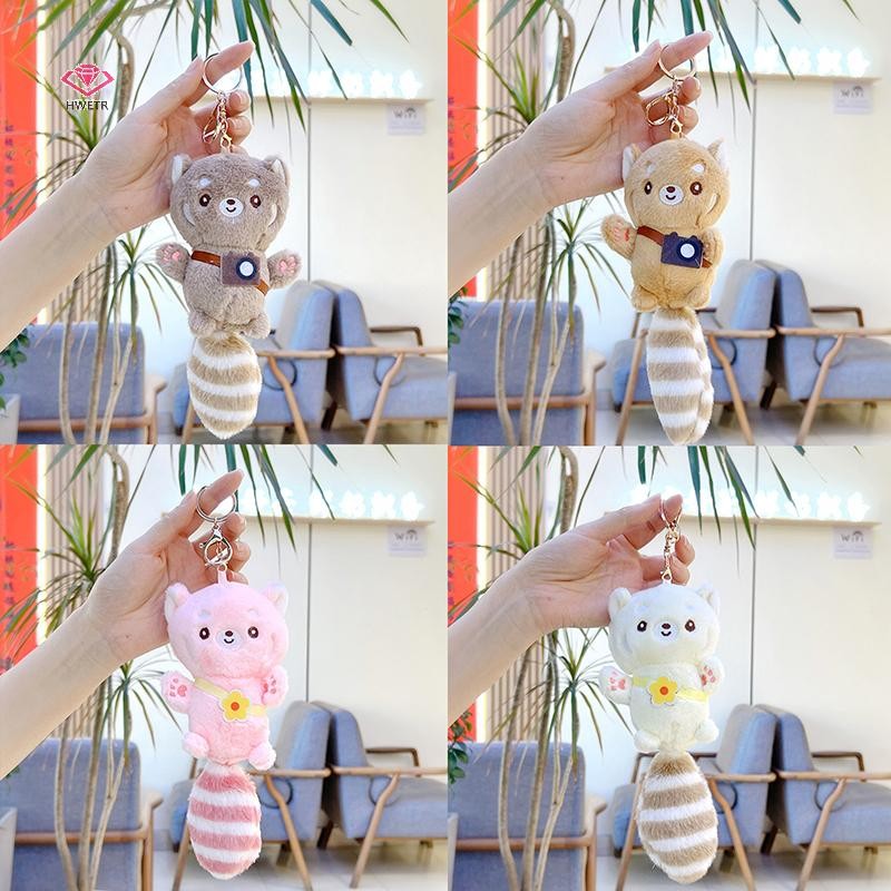 HWETR การ์ตูนตุ๊กตาสัตว์กระรอกน้อยพวงกุญแจประณีตน่ารักจี้ Plush Kawaii ตุ๊กตาสัตว์พวงกุญแจกระเป๋าตกแต่งของขวัญใหม่