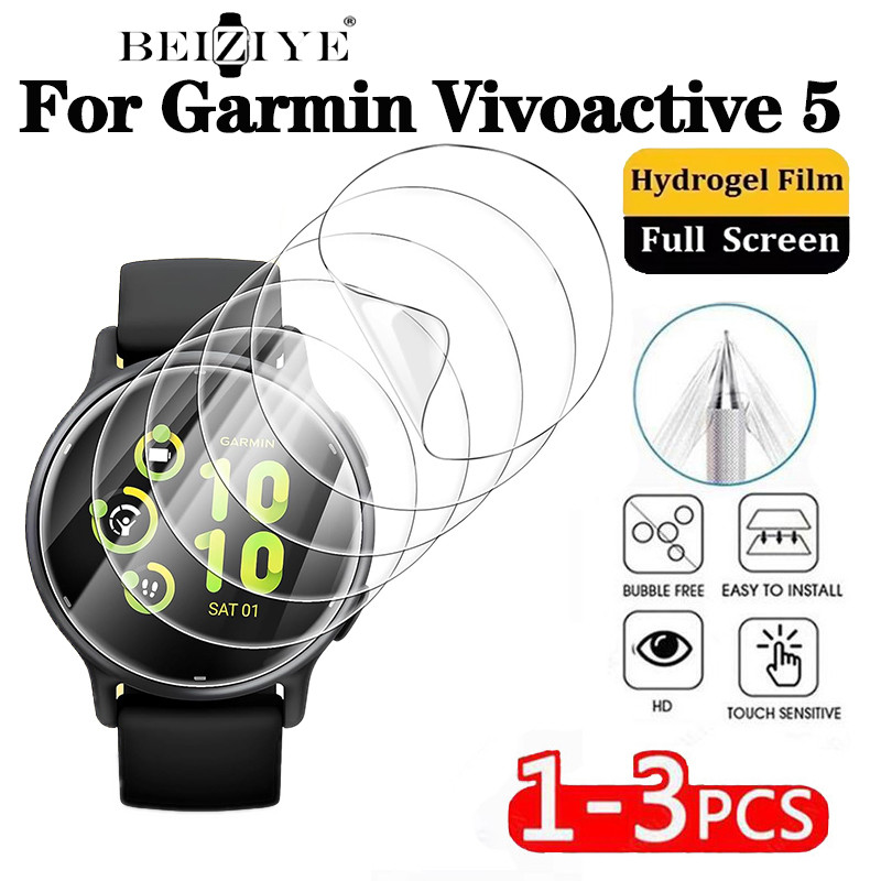 1-3 ชิ้นป้องกันฟิล์ม Hydrogel สําหรับ Garmin VivoActive 5 ฝาครอบ Soft TPU ป้องกันหน้าจอสําหรับ Garmin VivoActive 5 สมาร์ทนาฬิกา Accessorie ไม่ใช่แก้ว