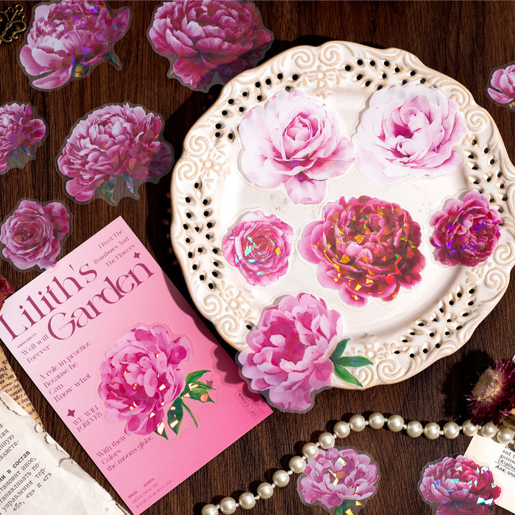 20 ชิ้นสติกเกอร์ดอกไม้ใสธรรมชาติ PET ขนาดใหญ่ สําหรับ Scrapbooking Journaling