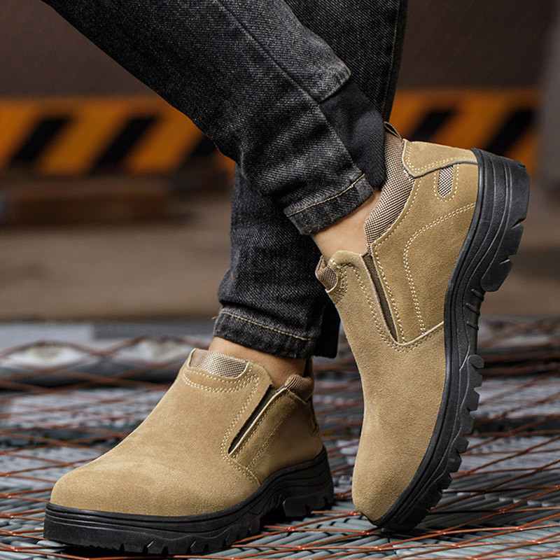 🔨รองเท้าเซฟตี้แบบสวมหนังกลับสำหรับผู้ชาย มีประสิทธิภาพป้องกันประกายไฟได้ดี หัวเหล็ก รองเท้าทำงานระบายอากาศได้ดี - รูปที่ 6