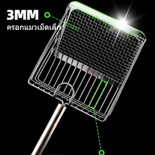 QQ PET ตักทรายแมว ที่ตักทราย พลั่วขี้แมว พลั่วอุจจาระสัตว์เลี้ยง โลหะสแตนเลส ตะขอแบบพกพา ตะปุ่มตะป่ํา
