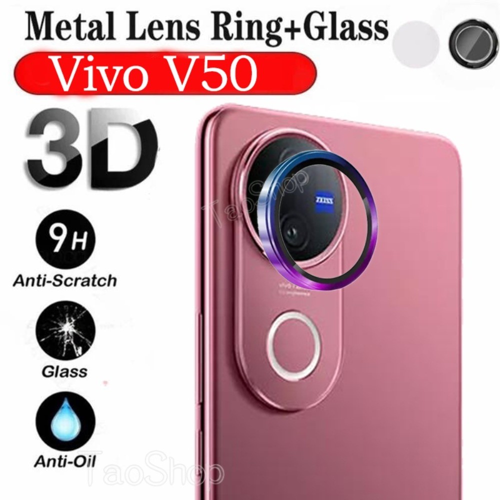 แหวนโลหะกล้องเลนส์ป้องกันฟิล์มสําหรับVivo V50 Lite V50Lite V 50 VivoV50 Lite VivoV50Liteกระจกนิรภัยค