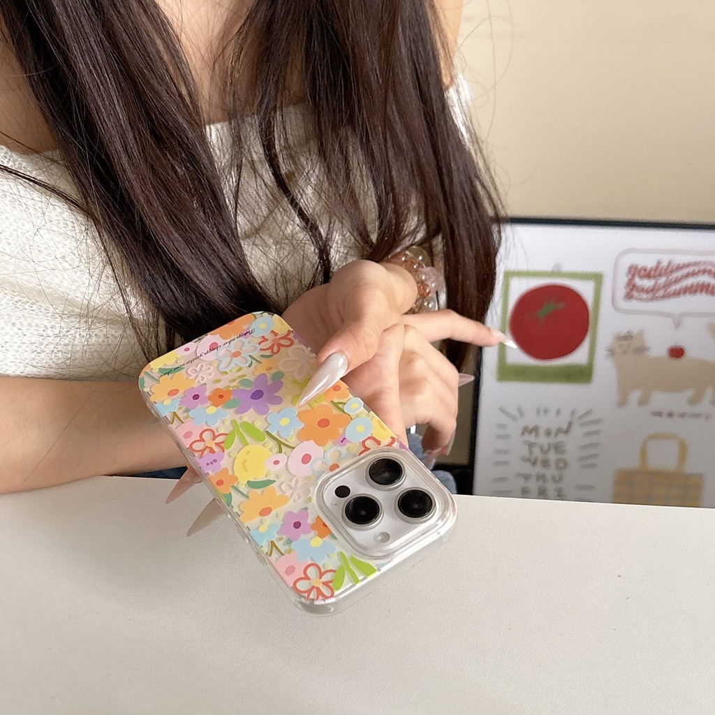 ดอกไม้ที่มีสีสันเคสโทรศัพท์Drop-ResistantสําหรับiPhone 16 Promax 15 Promax 11 12 13 Mini 14plus 11 Promax XS XR XS Max 78 7plus 6SP 6S