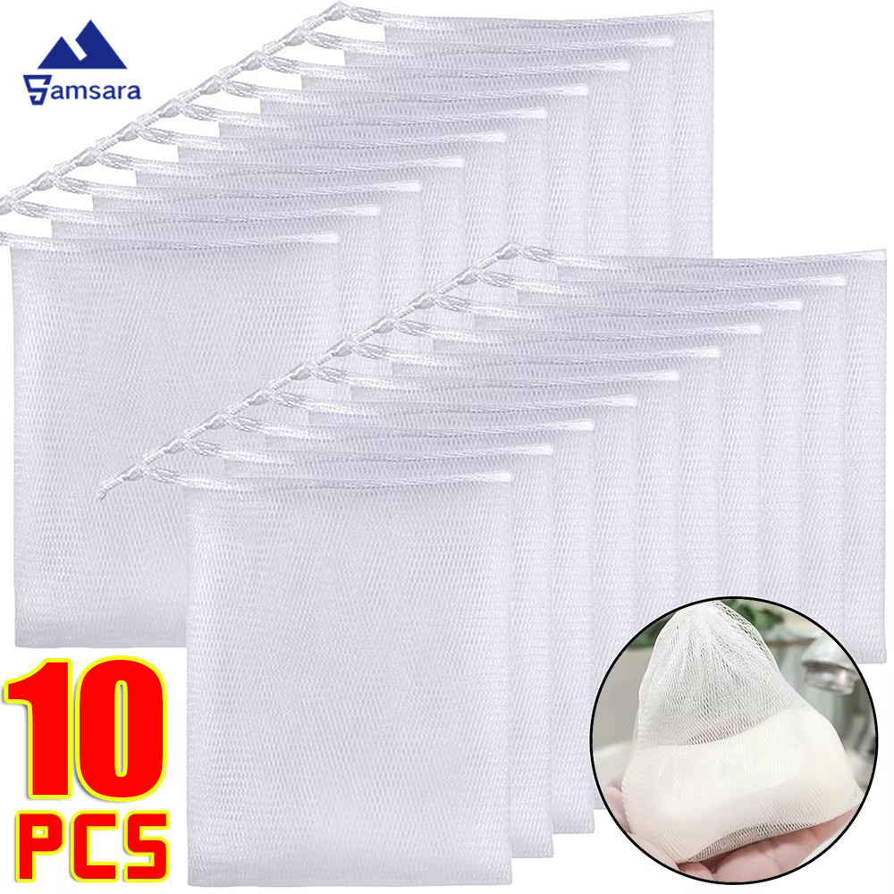 Foaming Net Facial Cleanser Soap Mesh Bag - Body Wash Foaming Drawstring Bags- Bath Cleaning Washing Tools