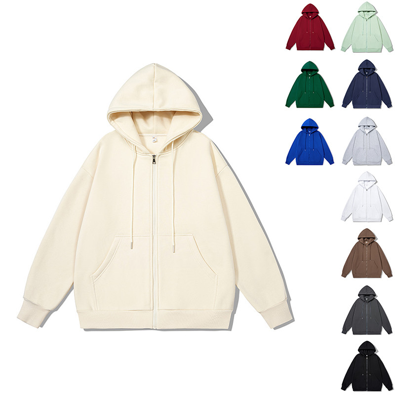 【S-3XL】ยูนิโคล่ เสื้อกันหนาวมีฮู้ดทรงหลวมสีทึบแบบอเมริกันเสื้อฮู้ดมีฮู้ดมีซิปลําลองผู้ชายขนาดใหญ่เรียบง่ายสบายและอบอุ่น