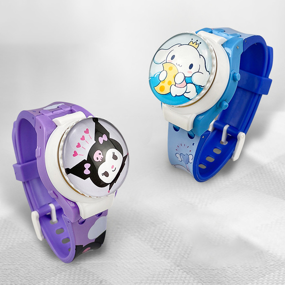 การ์ตูน Sanrio Spider-Man เด็กหมุนนาฬิกาด้านบน Kuromi Elsa เจ้าหญิงสาวนาฬิกาอิเล็กทรอนิกส์