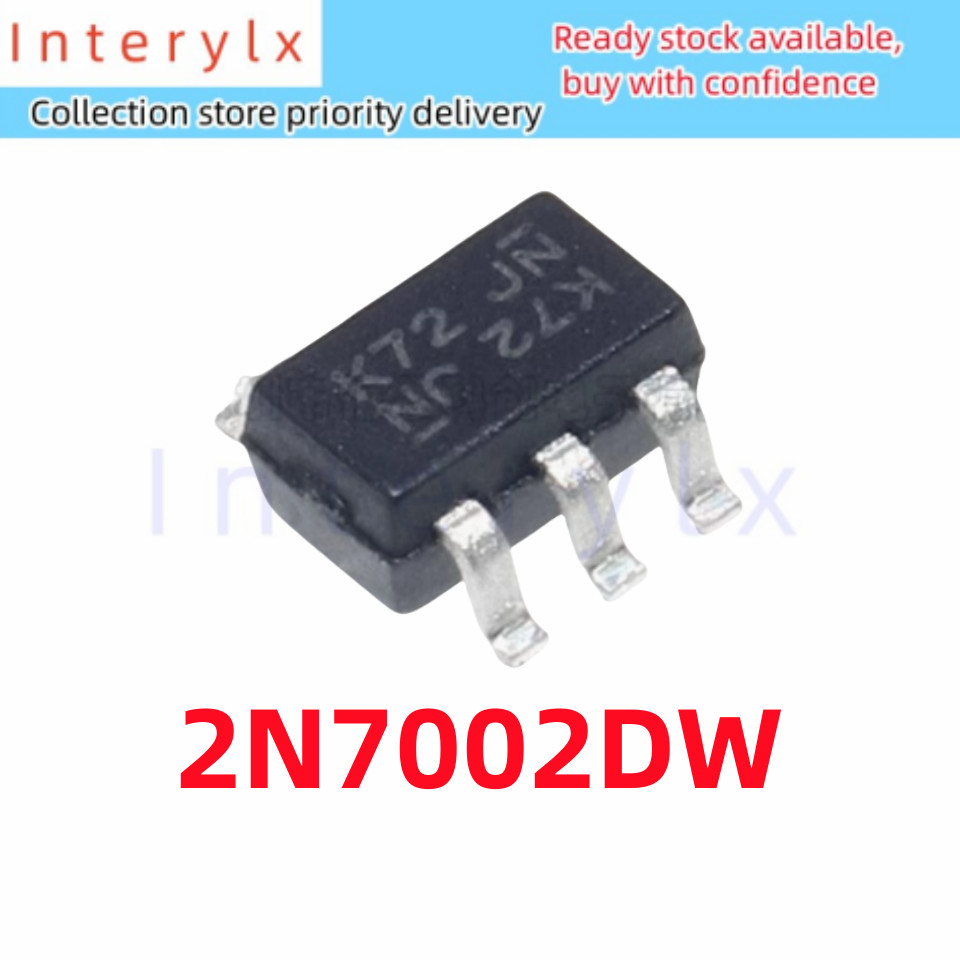 10 ชิ้น/ล็อตของแท้ 2N7002DW 2N7002DW-7-F 2N7002 ผ้าไหมพิมพ์ K72 Patch SOT363 60V 230mA Dual N Channn