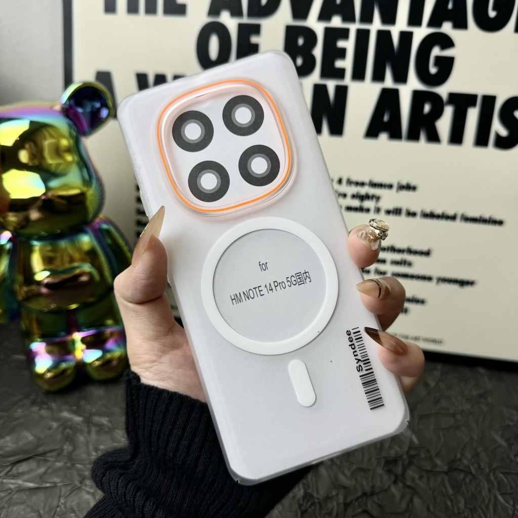 เคสโทรศัพท์แม่เหล็กสำหรับ Xiaomi Redmi Note 15 14 Pro Plus 14C 14R 13 Pro+ 5G 4G Magnetic magnet Case เคสป้องกันการกระแทกแบบด้านลายบาร์โค้ดสร้างสรรค์