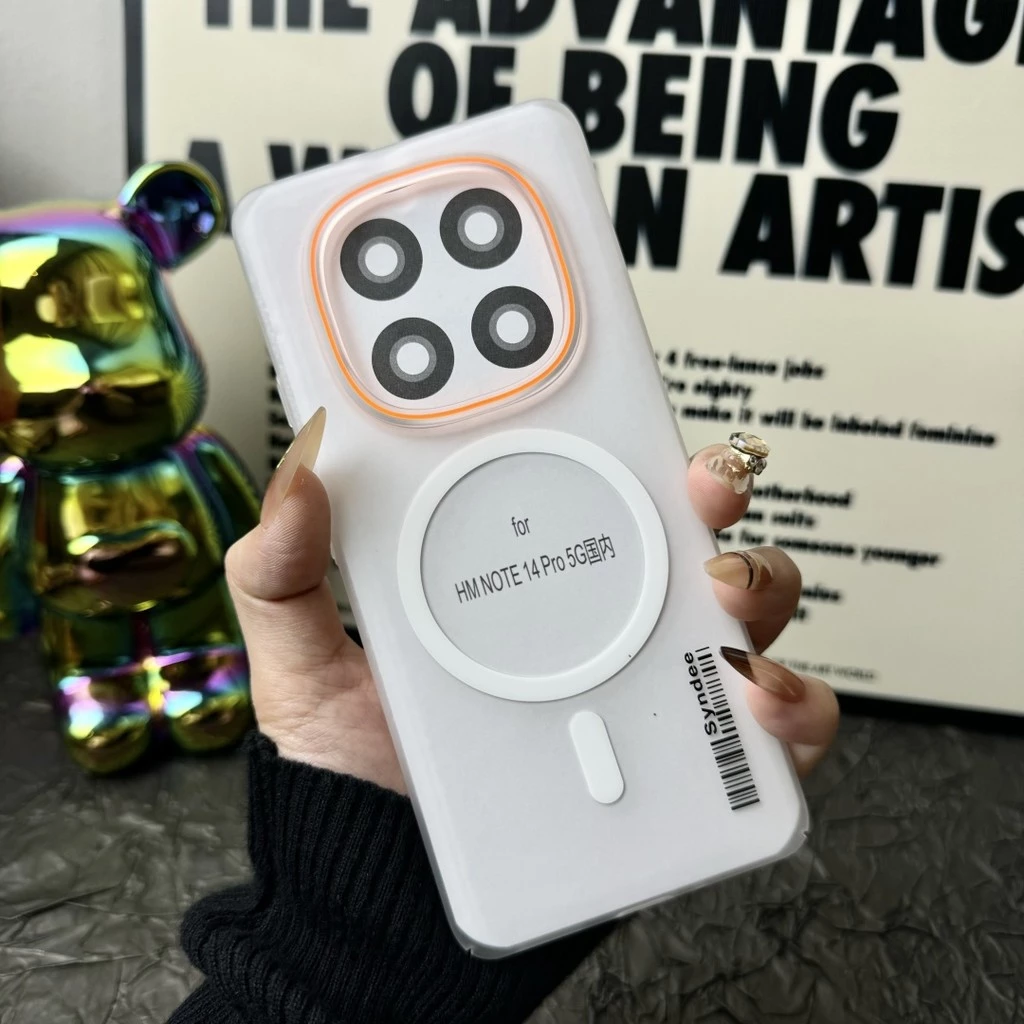 เคสโทรศัพท์แม่เหล็กสำหรับ Xiaomi Redmi Note 15 14 Pro Plus 14C 14R 13 Pro+ 5G 4G Magnetic magnet Case เคสป้องกันการกระแทกแบบด้านลายบาร์โค้ดสร้างสรรค์