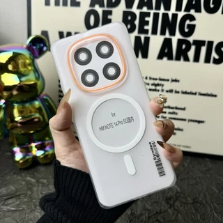 เคสโทรศัพท์แม่เหล็กสำหรับ Xiaomi Redmi Note 15 14 Pro Plus 14C 14R 13 Pro+ 5G 4G Magnetic magnet Case เคสป้องกันการกระแทกแบบด้านลายบาร์โค้ดสร้างสรรค์