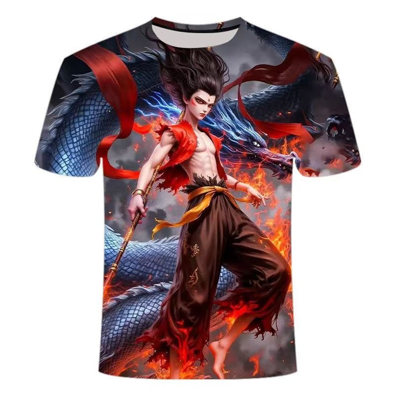 เสื้อยืดแขนสั้นพิมพ์ลาย 3 มิติยอดนิยมปี 2025 featuring Nezha: The Demon Child Reborn