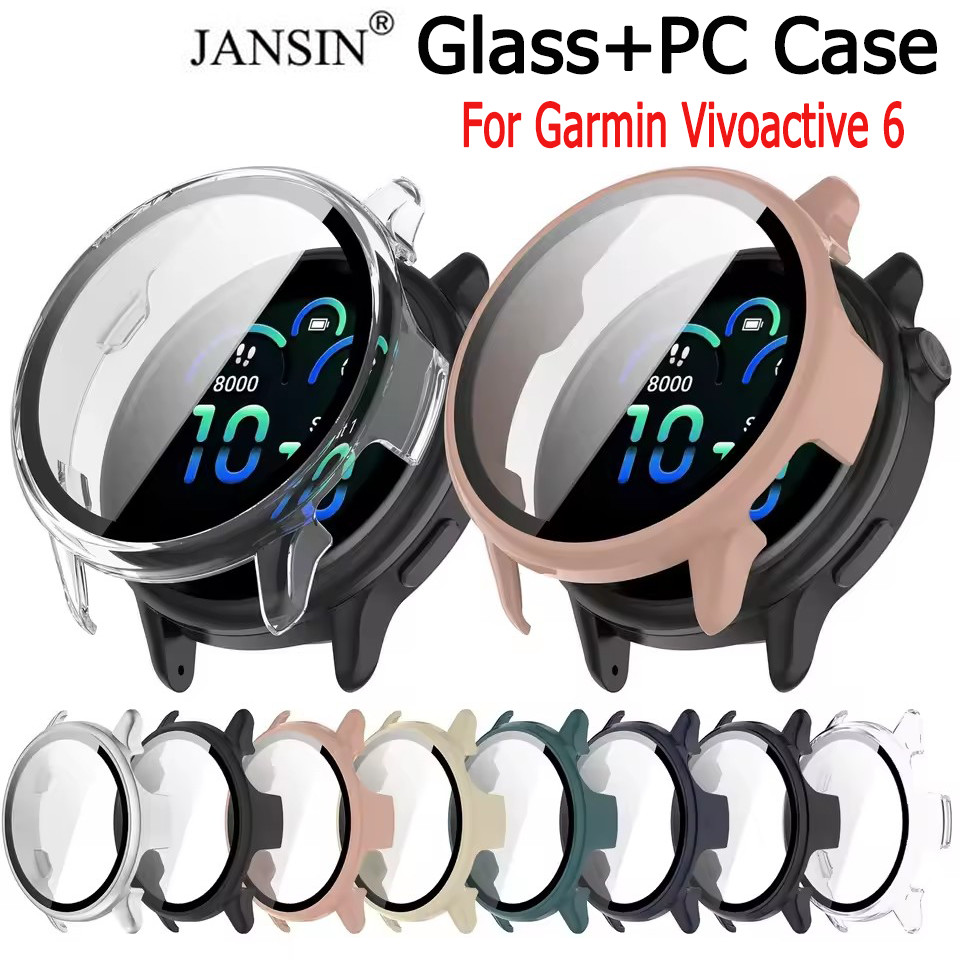 PC + กระจกนิรภัย สําหรับ Garmin vivoactive 6 นาฬิกาป้องกันหน้าจอคลุมทั้งหมดกันชนป้องกัน สําหรับ vivoactive6 อุปกรณ์เสริม
