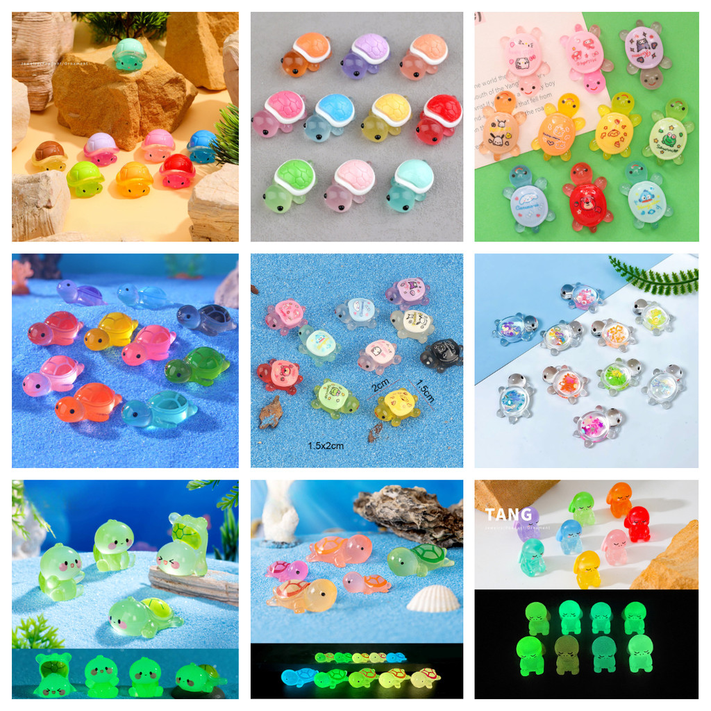 10 ชิ้น Luminous Mini Turtlel Miniatures เรซิ่นสัตว์เครื่องประดับ Fairy ตกแต่งสวน Moss Terrarium Micro ภูมิทัศน์