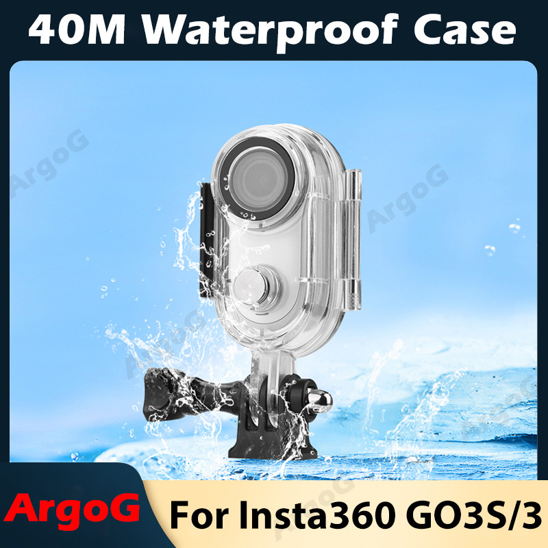Argog เคสกันน้ําสําหรับ Insta360 Go 3s / Go 3 40M โปร่งใสใต้น้ําดําน้ําเกราะป้องกัน Go 3s อุปกรณ์เสริม