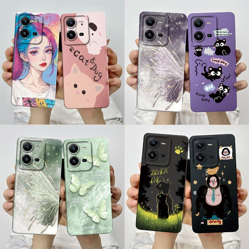สําหรับ Vivo V25 V25E เคสโทรศัพท์ V2202 V2201 ซิลิโคนอ่อนนุ่มหวานทาสีป้องกันปกหลังน่ารักการ์ตูนพิมพ์ปลอกเปลือกกันกระแทก