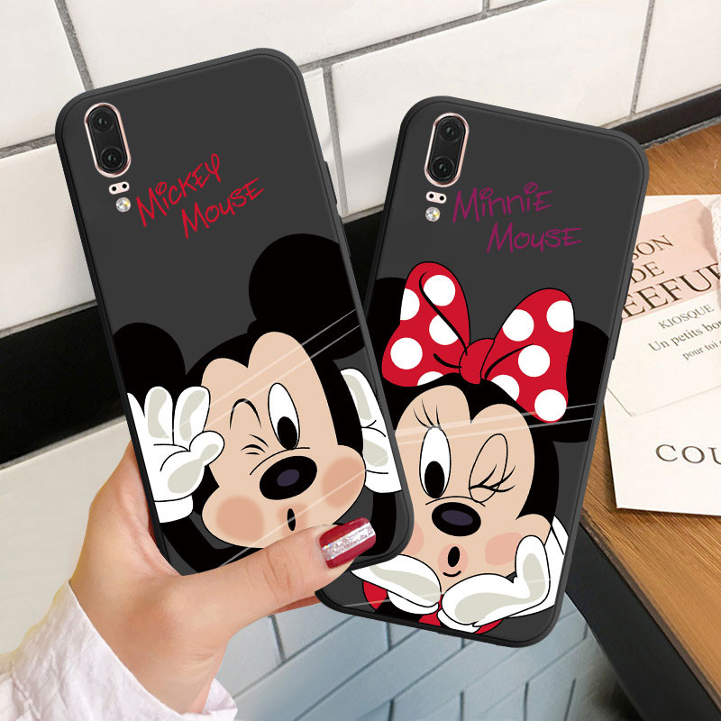 ปลอกสําหรับ Huawei P9 P10 P20 P30 Lite Plus Pro Soft Silicoen เคสโทรศัพท์ฝาครอบ Minnie และ Mickey