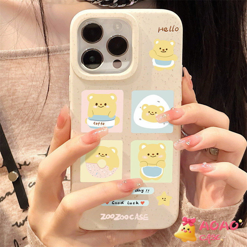 หวานน่ารักการ์ตูนเนยหมีรักหัวใจนุ่มนวล เคสiPhone 16 15 11 13 14 12 Pro Max XR 16Plus 7 15 6s 8 6 Plus X XS MAX SE 2020