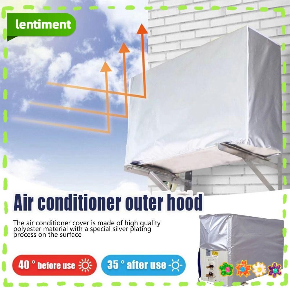 Lentiment ฝาครอบเครื่องปรับอากาศ, Silver Multisize Air Conditioner Protective, Waterproof Dust Cover Outdoor