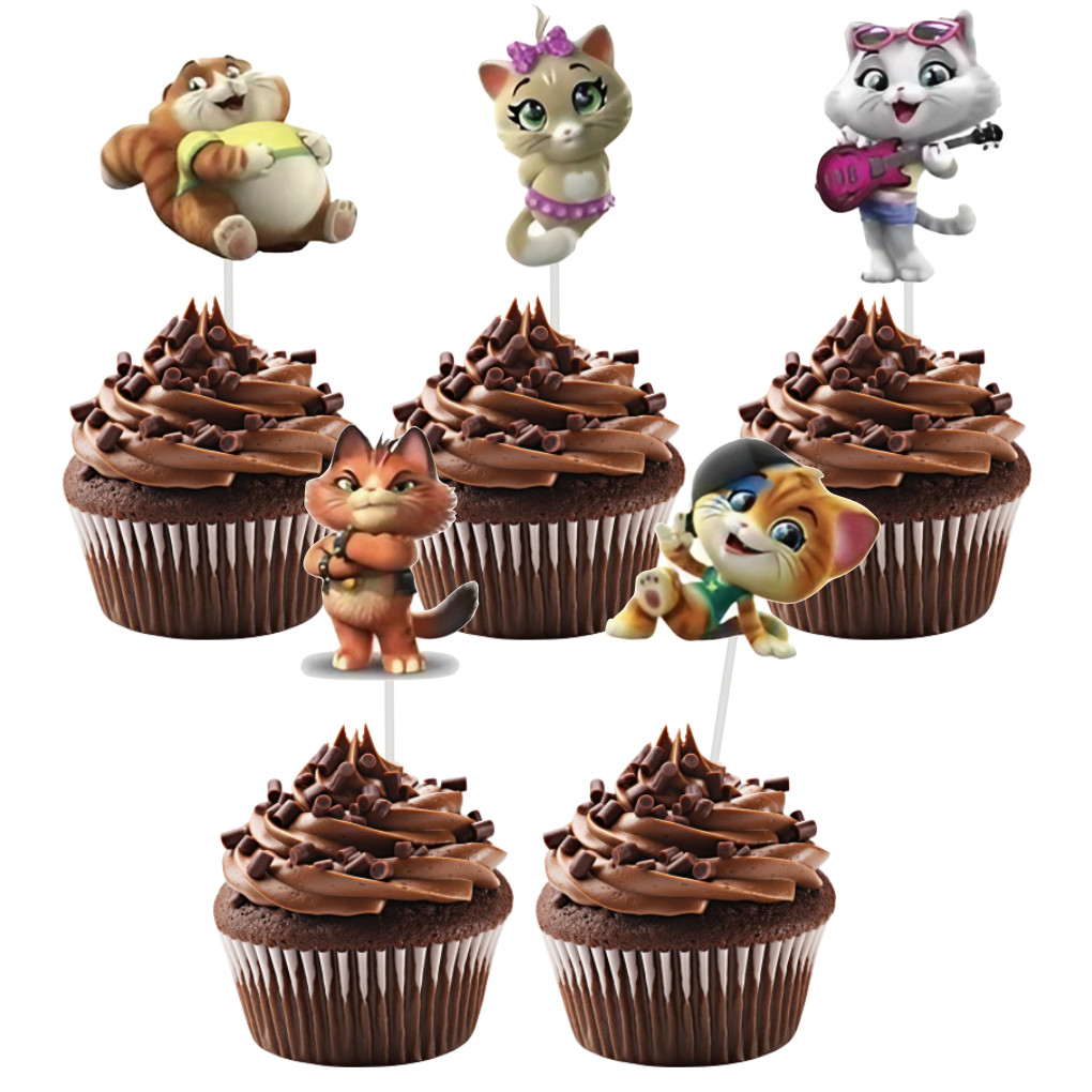 44Cats Art Card เค้ก Topper / Cupcake ตกแต่งกระดาษ Topper - 007 四猫 进蛋卡片装饰