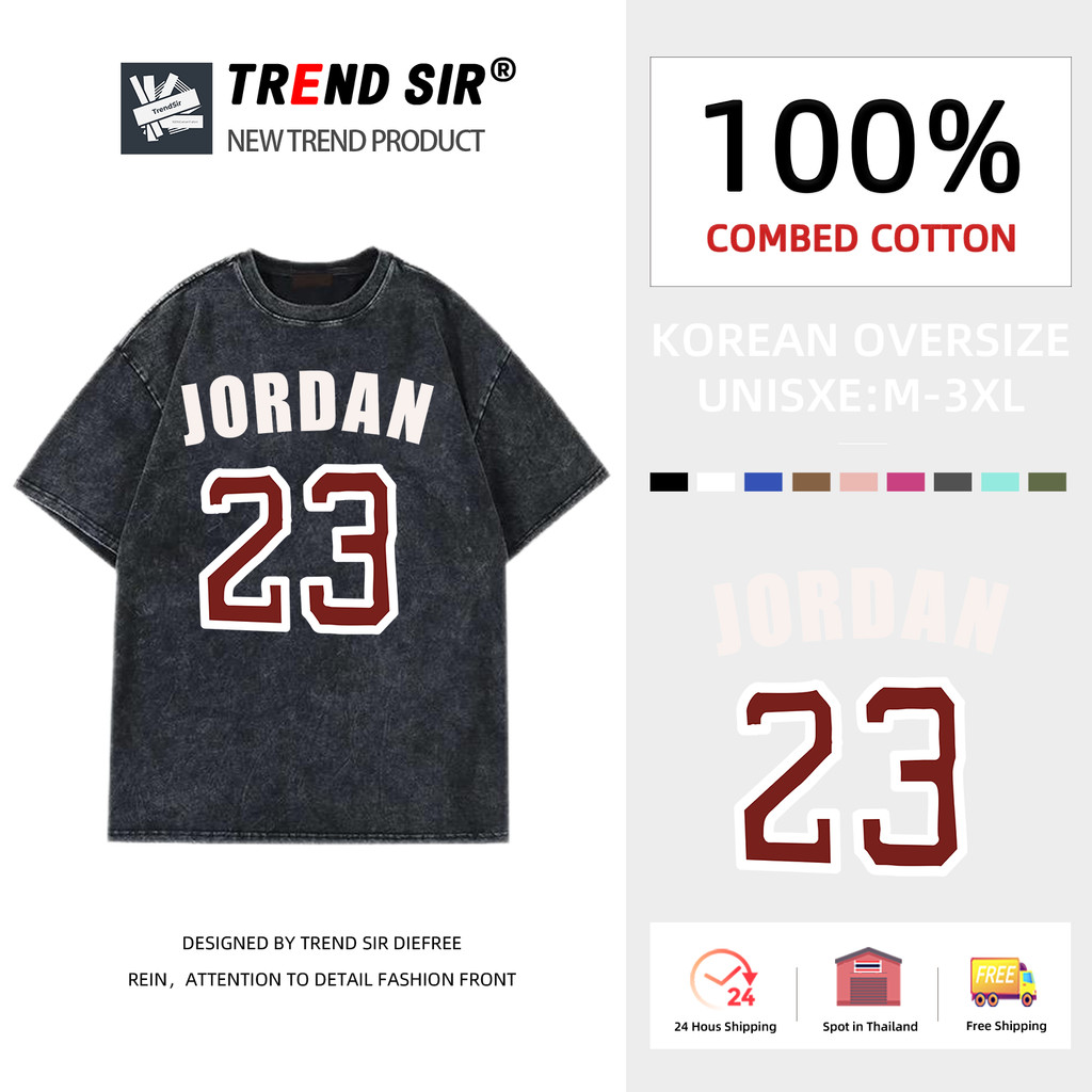 TrendSir ส่งของทุกวัน เสื้อยืด cotton พร้อมส่ง แบรนด์แฟชั่น เสื้อฟอก100%Cotton 11สี M-3XL