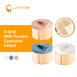 Lakoe 4 Grid Portable Milk Powder Storage Container Dispenser Multipurpose Food Storage Box Organizer Snacks Cups