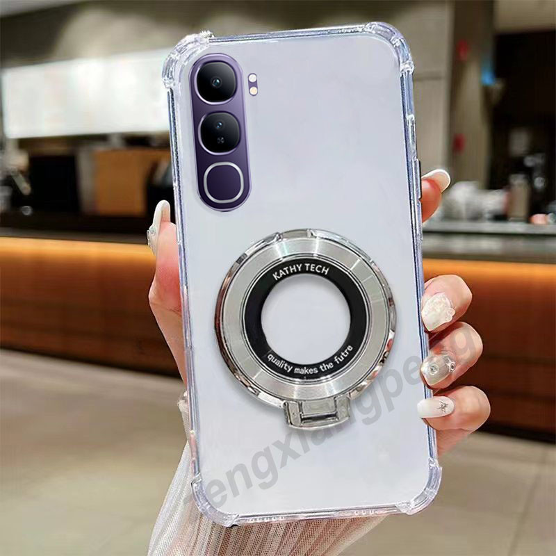 Vivo Y200 5G แหวนยึดสําหรับ Vivo Y19S Y18S Y17S Y28 Y38 Y58 Y03 Y03t 2024 ซิลิโคนเคสโทรศัพท์กันกระแทกเลนส์กล้องป้องกันนุ่มโปร่งใสปกหลัง