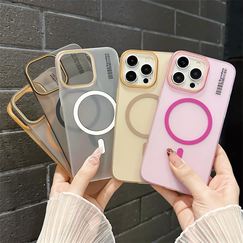 ใหม่ Frosted PC ไร้สายชาร์จเคสโทรศัพท์ใช้งานร่วมกับ iPhone16 15 14 13 12 11 pro max โปร่งใสแฟชั่น High-End ผู้ชายผู้หญิงเคสโทรศัพท์