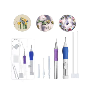 จัดส่งภัยใน24ชั่วโมง ชุดเข็มปักผ้า ชุด9ชิ้น ​ปากกาปักผ้าpunch needle ปรับได้ เครื่องมือถักนิตติ้ง ปักครอสติช