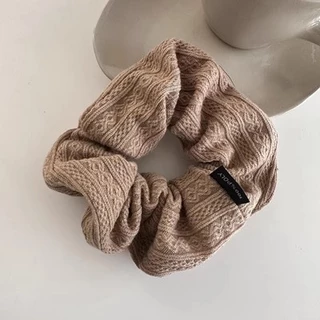2024 Retro Wool Pattern Scrunchy Hair Tie ถัก All-Match สีทึบผม