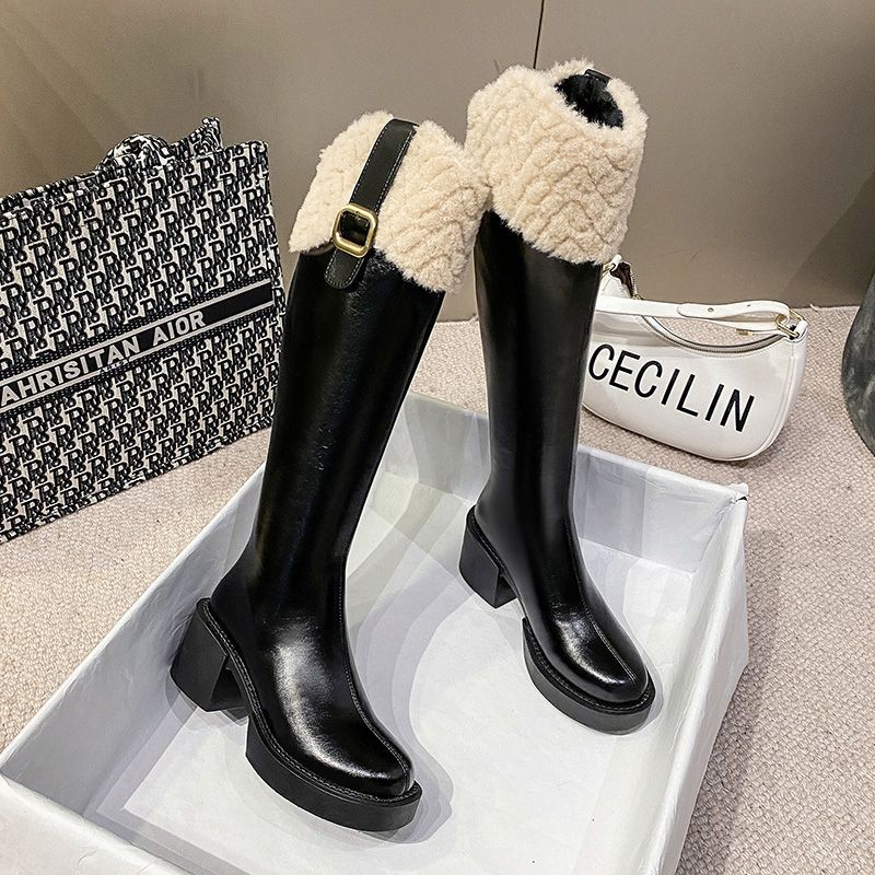 เทรนด์ Mi Mid-Tube Boots Boots Slip-On Casual สไตล์ญี่ปุ่น Anti