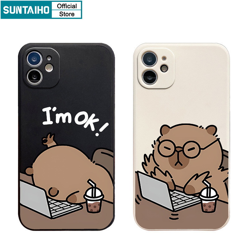 Suntaiho เคสไอโฟน ตลกที่ไม่ซ้ํากันปลอกทํางาน Capybara รูปแบบเคสโทรศัพท์สําหรับ Iphone 16 15 14 13 12 11 Pro Max IP 7 8 Plus Iphon X Xs XR Xs Max Silicon Soft Premium กันกระแทกปกหลัง