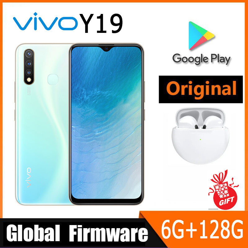 Vivo Y19 สมาร์ทโฟน 4G Global เฟิร์มแวร์ LTE 6GB 128GB MTK6765 Octa Core 13.0MP ลายนิ้วมือ 5000mAh An