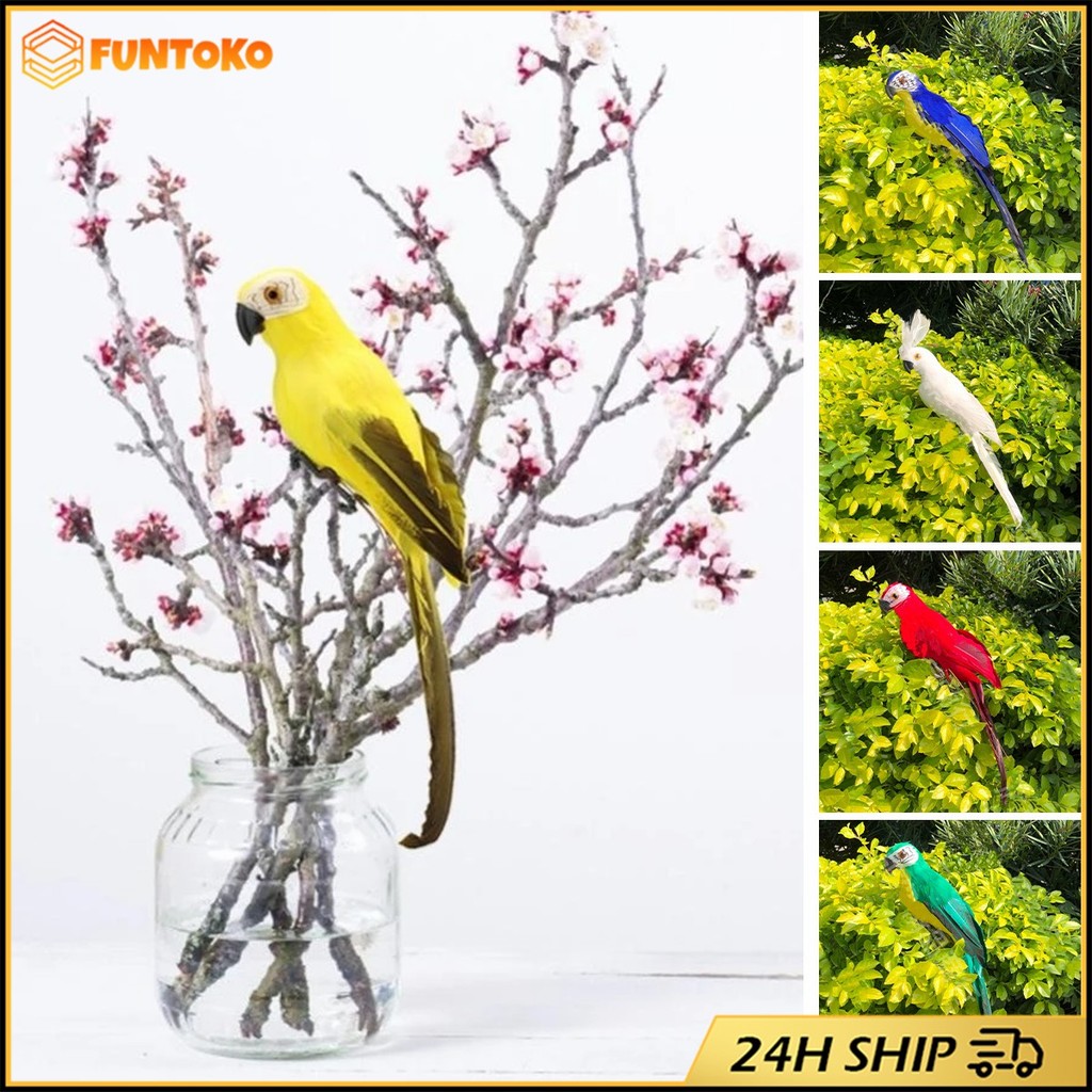 สินค้ามีคุณภาพ โมเดลนกแก้วประดิษฐ์ขนาด 25 ซม.หลายสีให้เลือก สําหรับตกแต่งบ้านสวน เหมือนจริงมาก