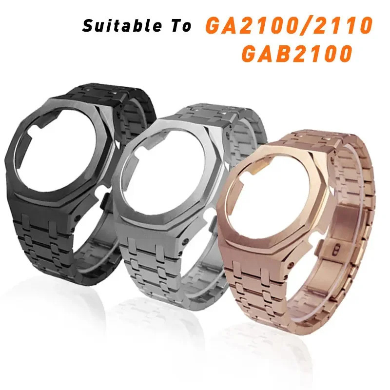 Ga-2100 โลหะสายคล้อง Mod Kit สําหรับ Casio Ga 2100 Ga-B2100 สแตนเลสสตีลสร้อยข้อมือสกรู
