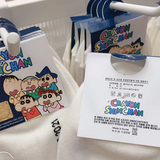 ถุงเท้าหญิงน่ารัก Crayon Shin-Chan กลางหลอด Preppy สไตล์นักเรียน Four Seasons All @