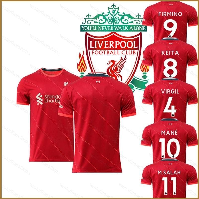 2021-2022 ลิเวอร์พูล เอฟซี เสื้อฟุตบอล Virgil Keita Mane Salah Firmino Tshirt Tops เสื้อฟุตบอลหลวม T